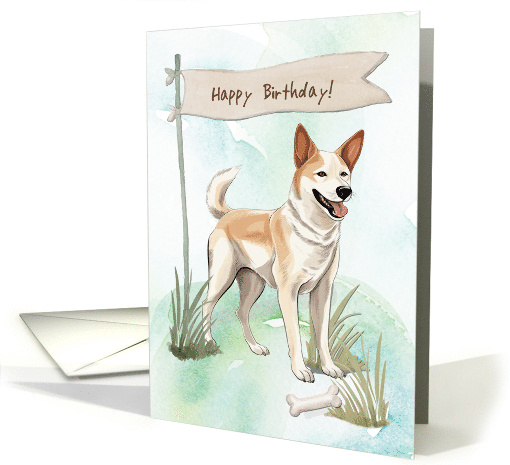 Canaan Breed Dog Outdoors Under Birthday Sign card (1917196)