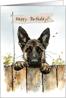 Dutch Shepherd Dog Outdoors Under Birthday Sign card