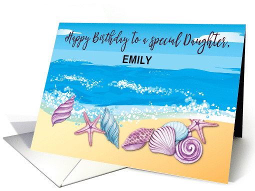 Grown Daughter Birthday Personalized With Seashells on Beach card
