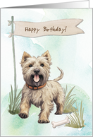 Glen of Imaal Terrier Dog Outdoors Under Birthday Sign card