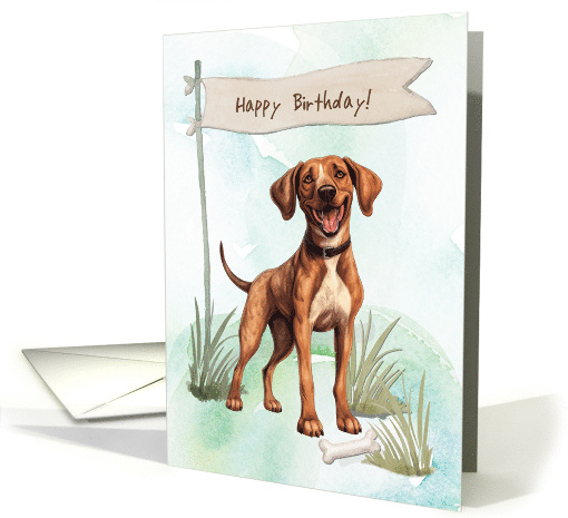 Plott Dog Breed Outdoors Under Birthday Sign card (1917958)