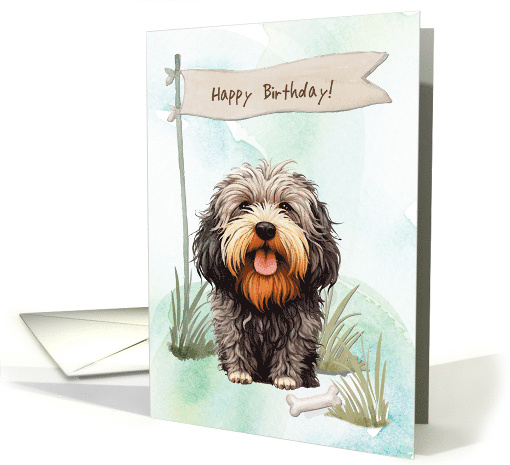 Puli Dog Breed Outdoors Under Birthday Sign card (1917974)