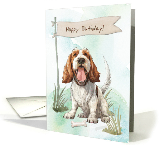 Spinone Italiano Dog Breed Outdoors Under Birthday Sign card (1918010)