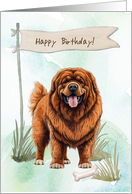 Tibetan Mastiff Dog Breed Outdoors Under Birthday Sign card