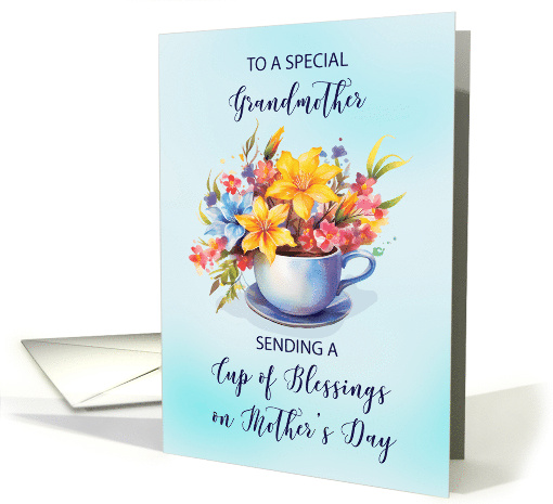 Grandmother Cup of Blessings and Flowers Mothers Day Religious card