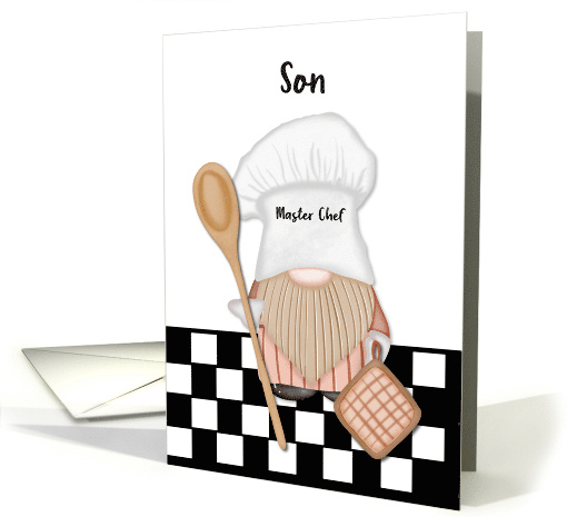 Son Fathers Day Whimsical Gnome Chef Cooking card (1918618)