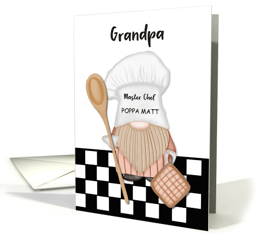 Grandpa Personalize Fathers Day Whimsical Gnome Chef Cooking card