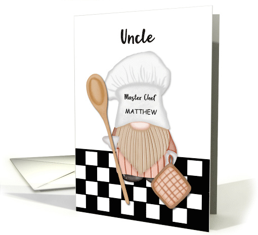Uncle Personalize Fathers Day Whimsical Gnome Chef Cooking card