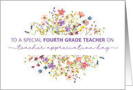 Fourth 4th Grade Teacher Appreciation Surrounded by Wildflowers card