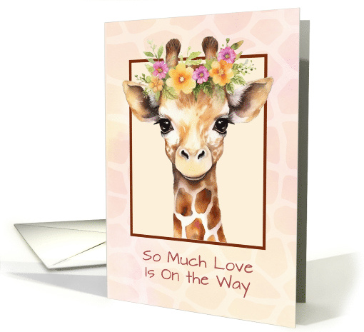 Baby Shower Girl Sweet Safari Jungle Giraffe with Flowers card