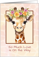 Baby Shower Girl Sweet Safari Jungle Giraffe with Flowers card