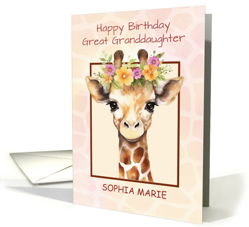 Great Granddaughter Personalize Birthday Safari Jungle Giraffe card