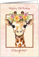 Daughter Birthday Sweet Safari Jungle Giraffe with Florals card