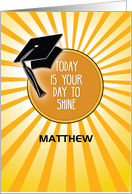 Custom Name Graduation Day to Shine Congratulations Cap and Sun card