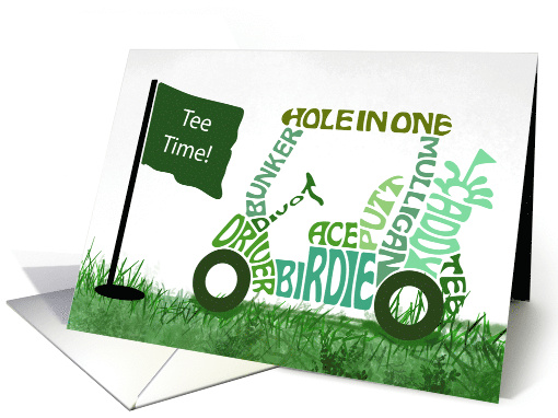 Business For Anyone Father's Day Tee Time Golf Cart in Words card