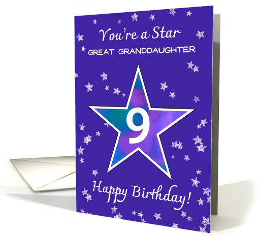 Great Granddaughter 9th Birthday Shining Star on Purple card (1922348)