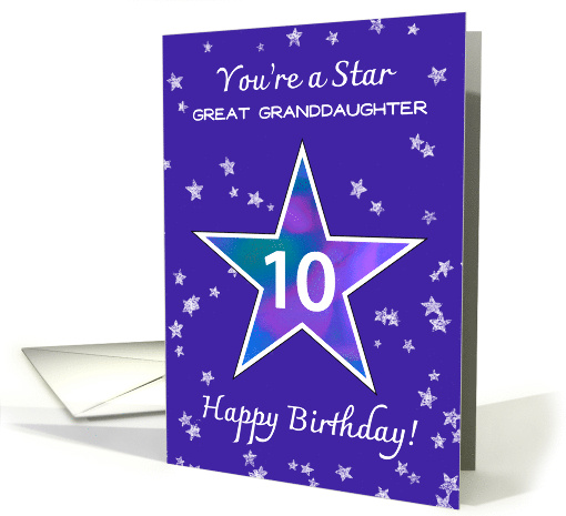 Great Granddaughter 10th Birthday Shining Star Vibrant Purple card