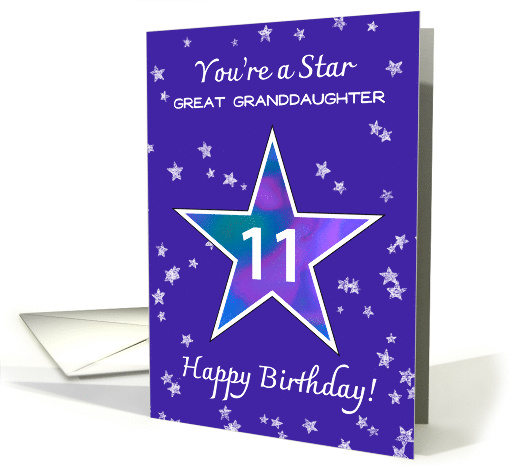 Great Granddaughter 11th Birthday Shining Star Purple card (1922352)