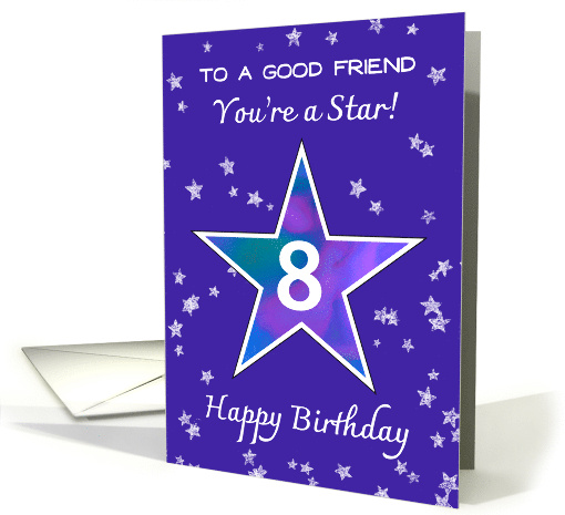 Friend 8th Birthday Shining Star in Vibrant Blue Purple card (1922356)