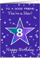 Friend 8th Birthday Shining Star in Vibrant Blue Purple card