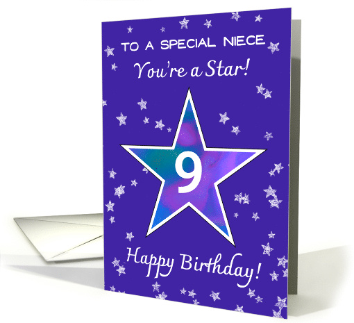 Niece 9th Birthday Shining Star in Vibrant Purple card (1922370)