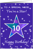 Niece 10th Birthday Shining Star in Vibrant Purple card