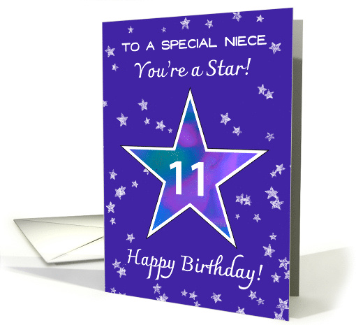 Niece 11th Birthday Shining Star in Vibrant Purple card (1922374)