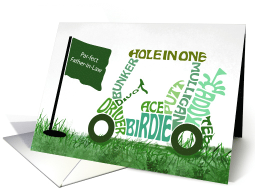 Father in Law Birthday Par-fect Golf Cart in Words card (1922440)
