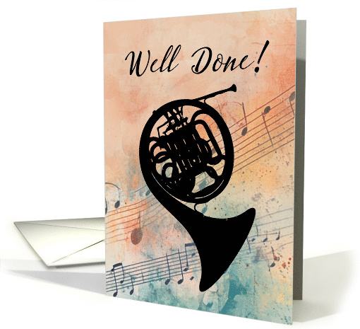 French Horn Music Performance Congratulate Watercolor Background card