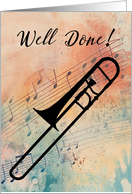 Trombone Music Performance Congratulations Watercolor Background card