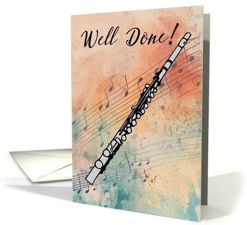 Flute Music Performance Congratulations Watercolor Background card