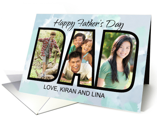 Fathers Day Dad 3 Photos Personalize Names card (1923044)