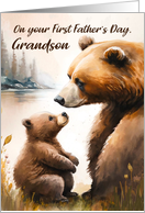 Grandson First Father’s Day Papa and Baby Bear Outside card