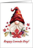 Happy Canada Day with Whimsical Gnome and Maple Leaf card