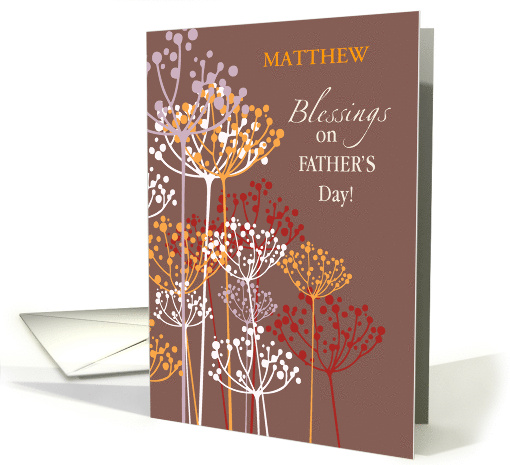 Custom Name Blessings on Fathers Day Brown Wildflowers card (1924100)