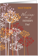 Custom Name Blessings on Fathers Day Brown Wildflowers card