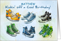 Boy Personalize Tween or Teen Birthday with Cool Colorful Sneakers card