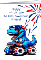 Friend 4th of July Dinosaur T Rex Riding Monster Truck card