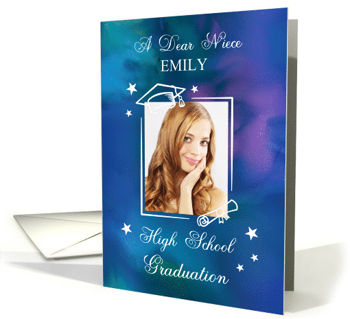 Niece Custom Photo and Name High School Graduation Quote card