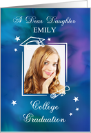 Daughter Photo Custom Name College Graduation Quote card