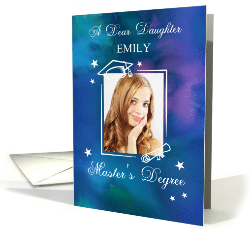 Daughter Photo Custom Name Master's Degree Graduation Quote card