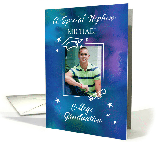 Nephew Custom Photo and Name College Graduation Quote card (1924734)