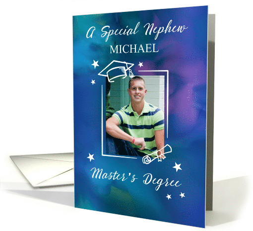 Nephew Custom Photo and Name Masters Degree Graduation card (1924740)