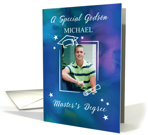 Godson Custom Photo and Name Masters Degree Graduation card (1924742)