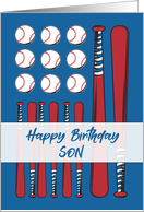 Son Baseball Flag Birthday Red White Blue card