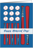 Memorial Day Baseball Flag Red White Blue card