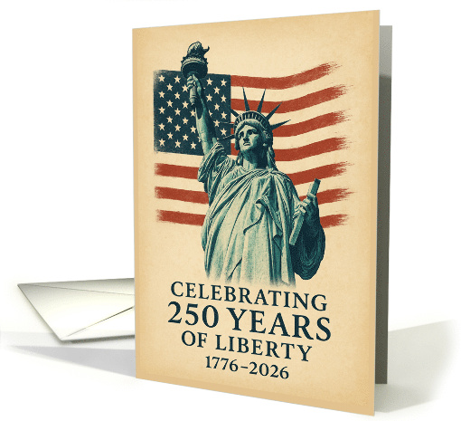 250 Anniversary Statue of Liberty Over Flag card (1926168)