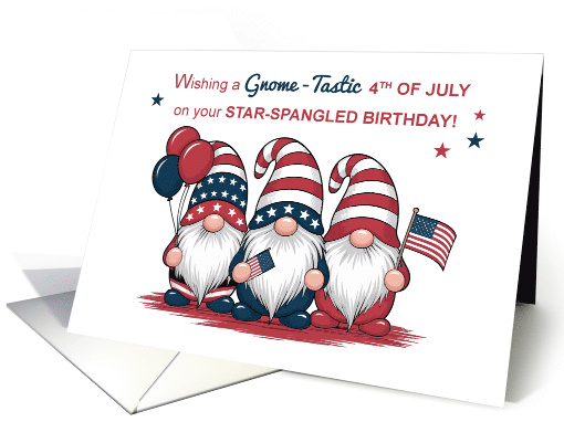 Birthday on the Fourth of July Cute Patriotic Gnomes card (1926724)