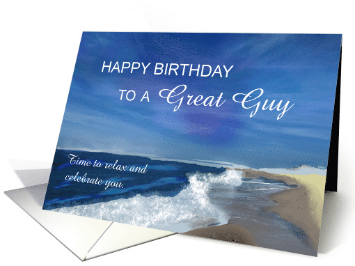 Summer Birthday for Him in Ocean Scene with Gentle Waves card