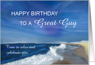 Summer Birthday for Him in Ocean Scene with Gentle Waves card